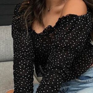 Urban Outfitters Cropped Polka Dot Sheer Crop Top